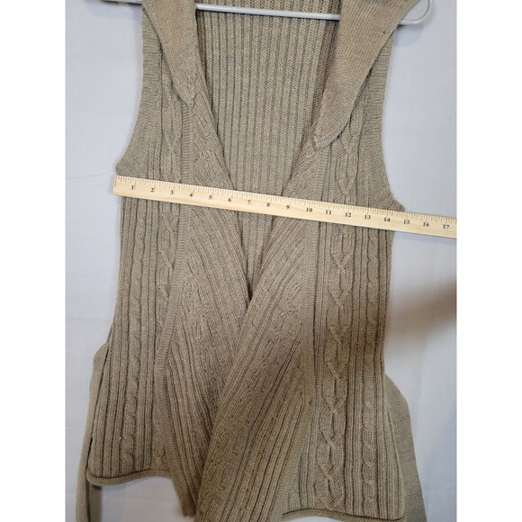 Mossimo Sleeveless Hooded Cardigan Sweater Vest Juniors Large Brown Preppy - Picture 4 of 9